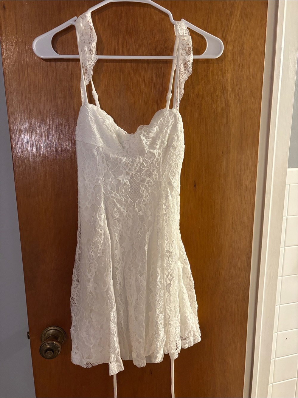 SHEIN White Lace Strappy Mini Dress